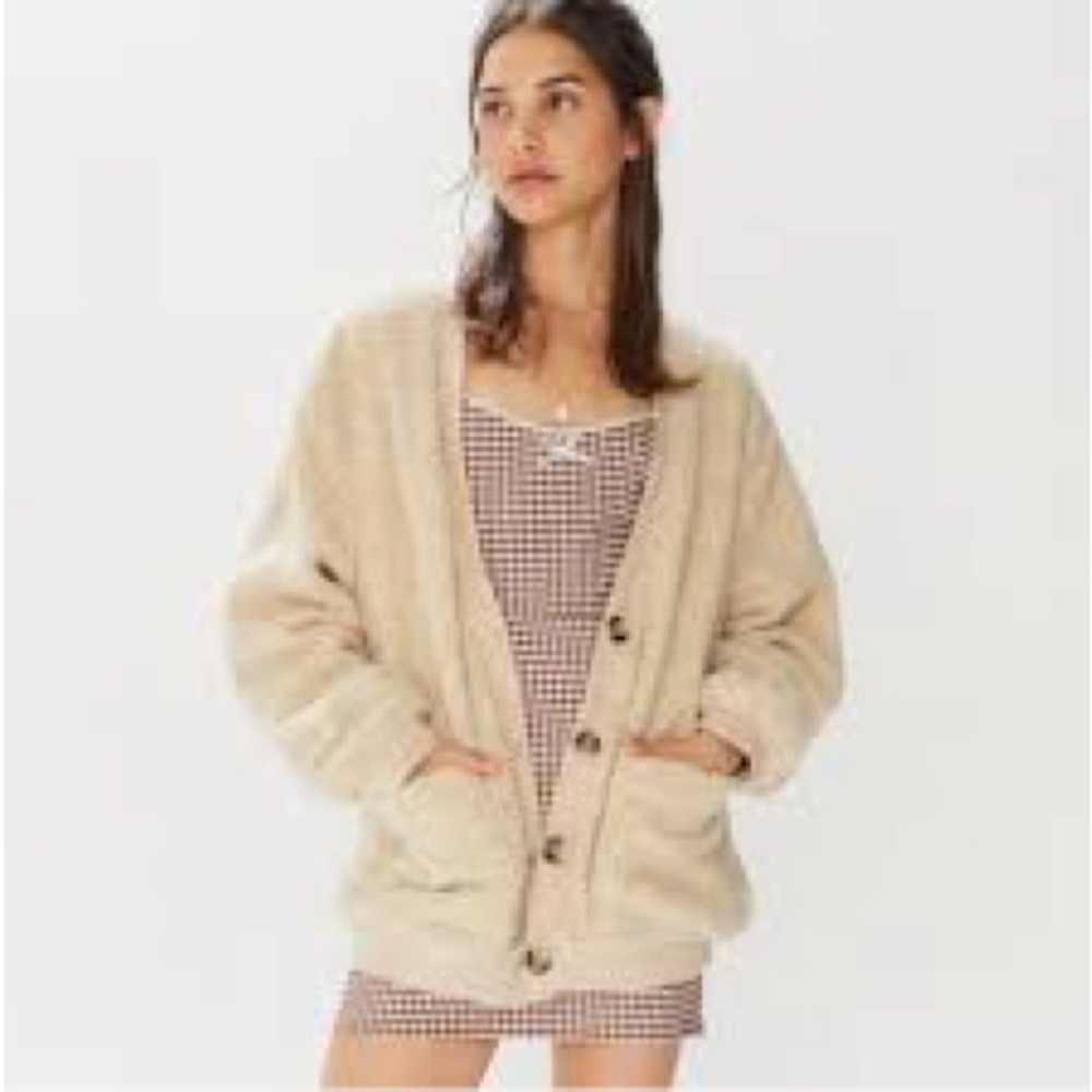 Urban Outfitters Cream Teddy Jacket